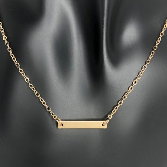 Gold Simple Bar Necklace - Picture 3 of 4